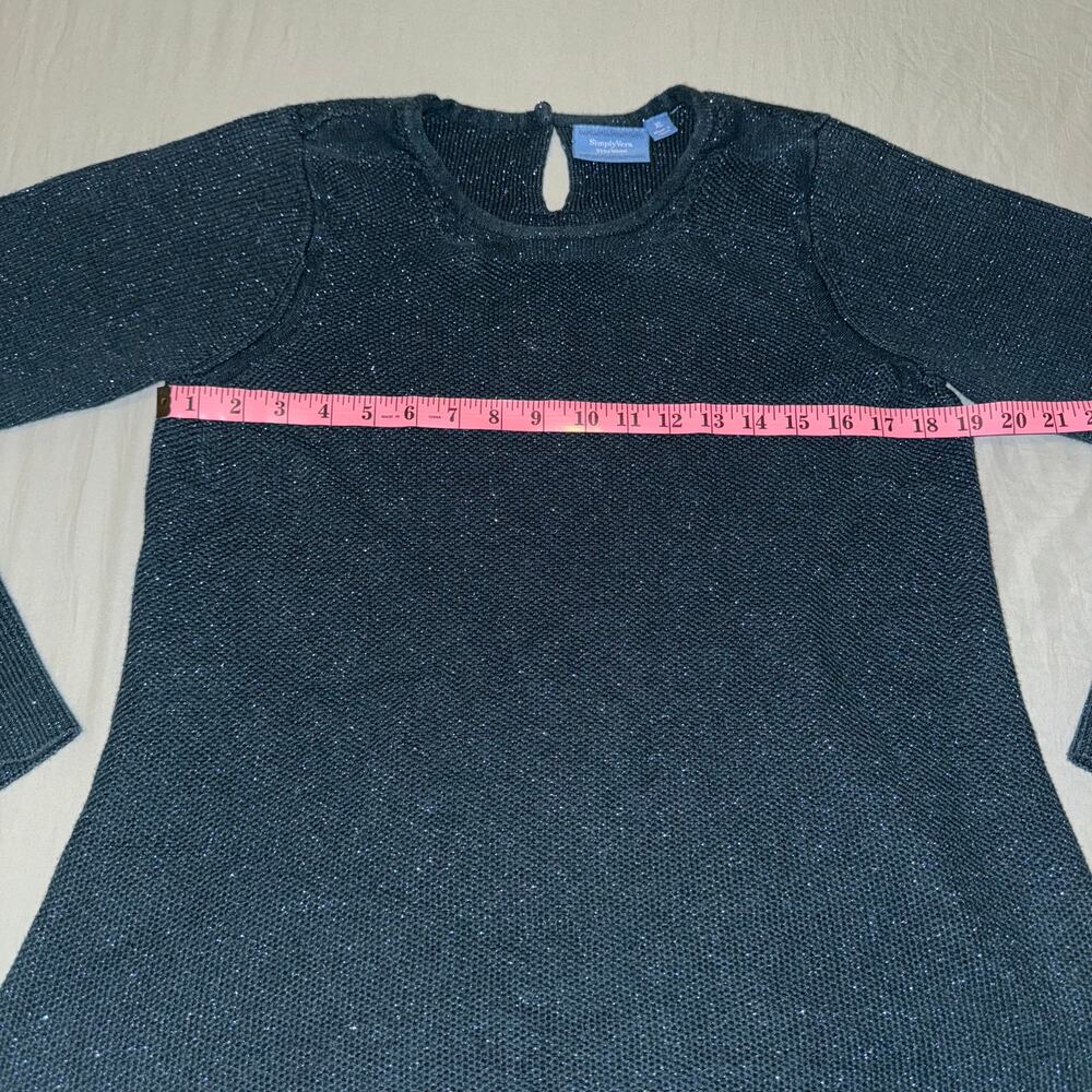 Simply Vera Wang‎ Glitter Crewneck Sweater Women's Size XL Teal Blue Gently Used - Picture 5 of 7